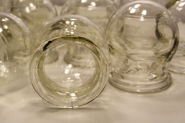 Glass medical cups for medical purposes, rehabilitation, increasing blood flow
