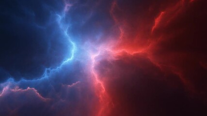 Blue and red fractal clouds swirling in abstract formation creating a dynamic, vibrant, and surreal digital visualization evoking energy, chaos, and cosmic-inspired futuristic aesthetics - Powered by Adobe