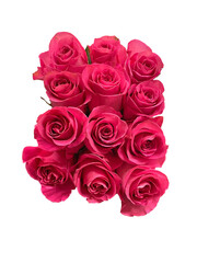 bouquet of dark pink roses png cutout