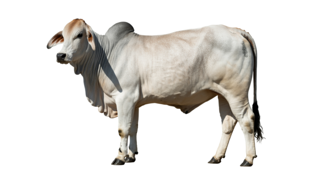 Majestic brahman bull stands powerfully, a symbol of strength and resilience in agriculture farming industry
