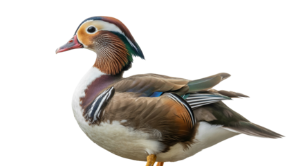 Stunning mandarin duck displaying vibrant colors, a symbol of beauty and grace in natural wildlife scenes