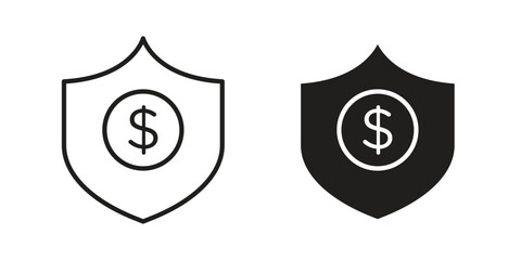 assets protection icon flat simple icon. Liner version - stock vector.