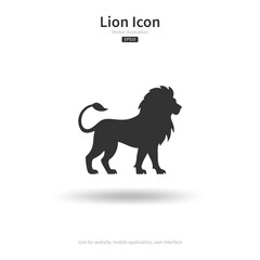 Lion silhouette icon. Black animal shape in flat minimalistic style.