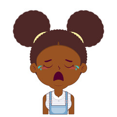 African American girl crying face cartoon cute
