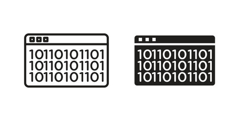 Binary code icon flat simple icon. Liner version - stock vector.