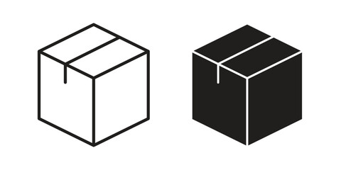 Box icon flat simple icon. Liner version - stock vector.