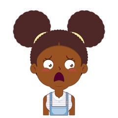 African American girl surprised face cartoon cute