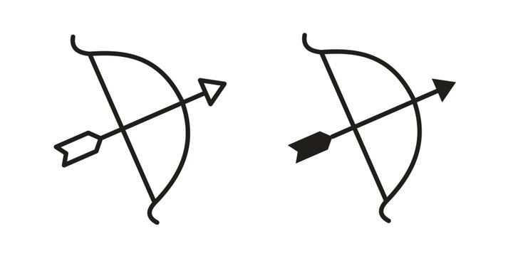 Bow arrow icon flat simple icon. Liner version - stock vector.