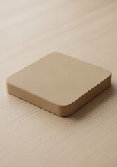Minimalist Square Object in Earth Tone, Studio Shot on Neutral Surface