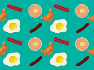 seamless pattern with breakfast food