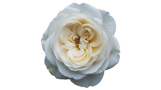 Elegant white rose blossom conveys peace and serenity for wedding designs or romantic floral concepts