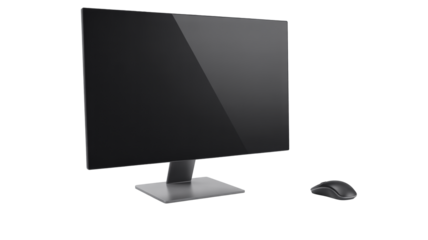 Sleek monitor and mouse display digital workspace, perfect for modern technology concepts and creative projects