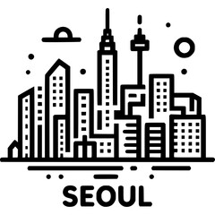 Obraz premium Seoul Skyline Vector Icon