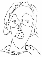 Sketch of a stranger's woman, reworked with a pen as a vector graphic.