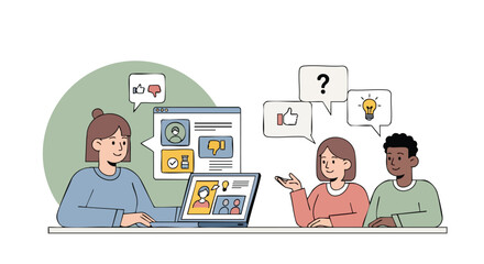 Diverse Team of Coworkers Discussing User Feedback and Brainstorming New Ideas During an Online Video Call Meeting