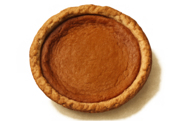 Autumn pumpkin pie on a transparent background, a sweet dessert perfect for thanksgiving and fall season holiday celebrations