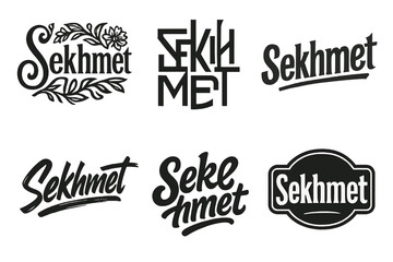 Fototapeta premium Sekhmet Sigil Variations. Sekhmet Sigil. Set lettering. harmonious lettering variations of the same emblematic concept, each with different artistic