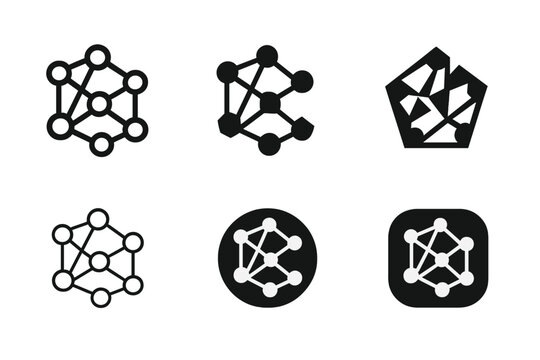 Data Science Logos. Data science. Icon set. Set Logo of data science: clustering scatter plot with centroid. harmonious logo variations of the same emblematic