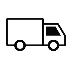 Flat design style truck icon vector illustration. Sticker, mail, courier, logo, symbol, silhouette, cargo, logistics, delivery.