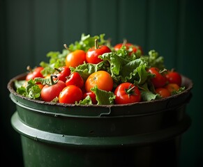 Compost Bin Filled with Vegetable Scraps for Eco Campaigns