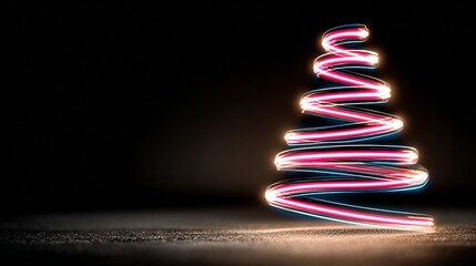 Light painting creates spiral shape against dark background.
