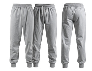 Grey Sweatpants on Invisible Mannequin, Dynamic Side Angle, Isolated