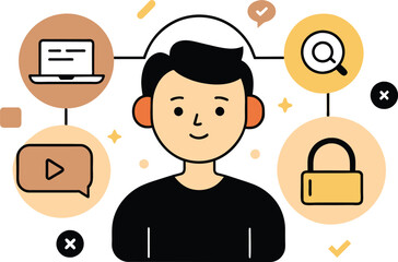 Support and customer service, flat illustration, vector illustration.