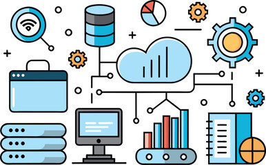 Data analytics, flat illustration, vector illustration.