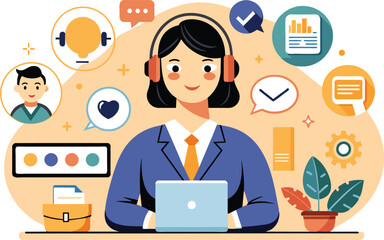 Support and customer service, flat illustration, vector illustration.