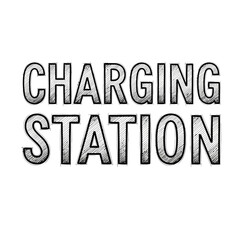 Electric Vehicle Charging Station Sign with Sketch Style, Modern Design