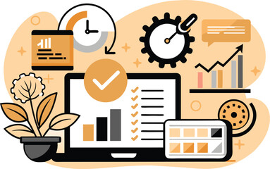 Technology, marketing strategy, flat illustration, vector illustration.