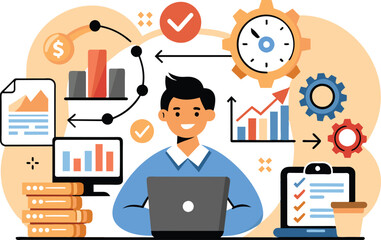 Enterprise resource planning, flat illustration, vector illustration.