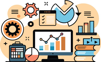 Technology, marketing strategy, flat illustration, vector illustration.