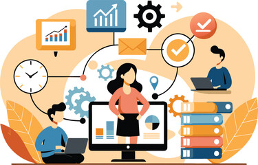 Enterprise resource planning, flat illustration, vector illustration.