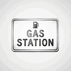 Fototapeta premium Sketchy gas station sign icon providing navigational assistance vector