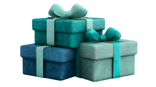 Teal Gift Stack isolated on white background