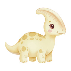 Watercolor dinosaurus Parasaurolophus vector isolated on white background cute baby para
