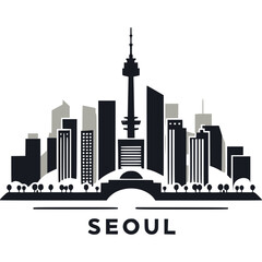 Obraz premium Seoul Skyline Icon Vector