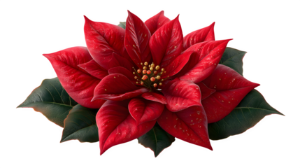 Red Poinsettia Bloom isolated on white background