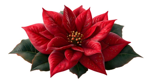 Red Poinsettia Bloom isolated on white background