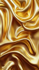 A gold fabric with a wave pattern. The fabric is very shiny and looks like it is made of silk