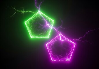 Pentagon shaped electric discharges with a dark background atmosphere