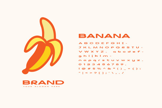 vector illustration of a banana and vector aplhabet for branding identity