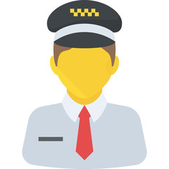 Pilot Wearing A Black Cap With Yellow And Black Checkered Design And A Light Blue Shirt With Red Tie Against A Transparent Background