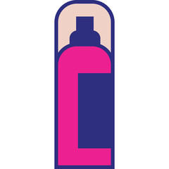 Pink and Blue Aerosol Can Icon with a Transparent Background Perfect for Graphic Design and Digital Art Applications