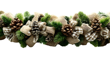 Rustic Christmas Garland isolated on white background