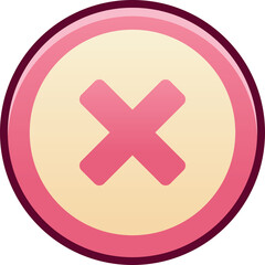 Obraz premium Pink and Cream Colored Circular Button With A Pink Cross Symbol On A Transparent Background Representing Close or Cancel Action