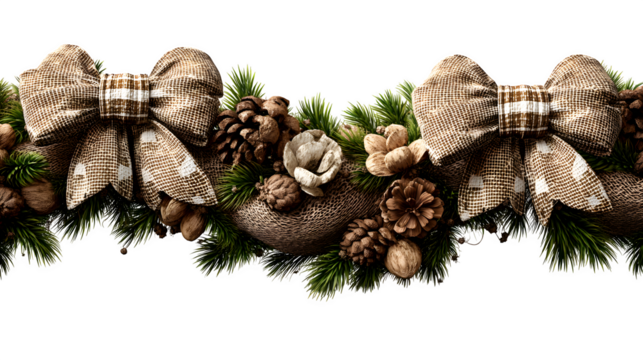 Rustic Christmas Garland isolated on white background