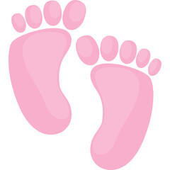 Pink Baby Footprints Illustration on Transparent Background Newborn Small Cute Isolated Graphic Design