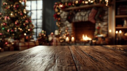 cozy cinematic christmas living room with warm lights and festive atmosphere